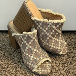 Rare London LONDON RAG 'Maya' Multicolor‎ Fabric Textile Open Toe Mule Heels Women's 8 Photo 0