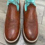 Ariat Leather Western Round Toe Cowboy Boots Turquoise Brown Size 7 Photo 3