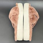 J/SLIDES Mauve Faux Fur Fuzzy Platform Slippers Size 6 Pink Photo 5