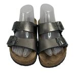 Birkenstock Women’s Size 37 US 6 6.5 Leather Sandals Anthracite Metallic Pewter Photo 1