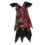 Vintage Y2K Gothic Whimsigoth Fairy Handkerchief Hem Midi Dress Zebra Size M Red Size M Photo 7