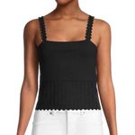 Design History Scalloped Sweater Tank in Black Photo 2