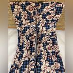 Scotch & Soda Blue Gingham and Burgundy Floral Printed Wide Leg Trousers Size XL Photo 3