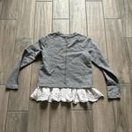 Banana Republic  gray sweatshirt with eyelet ruffle Photo 3