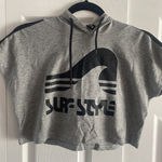 Surf Style‎ Women's Medium Gray Crop Pullover Hoodie Lightweight Surf Streetwear Photo 0