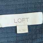 Loft  Striped Textured Black Notched V-neck Top XL Photo 6