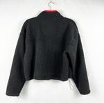 Tommy Hilfiger TOMMY JEANS Women's Black 1/4 Snap Sherpa Cropped Pullover NWT in Large Photo 5