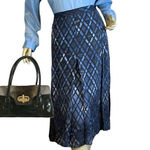 Alfani WOMAN DARK GRAY & BLUE PRINT SILK BLEND PLEATED MIDI SKIRT (22W) Photo 1