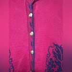 Vintage Sweetbriar burgundy navy floral heart button cardigan sweater Blue Size L Photo 5