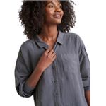 Splendid  Collection‎ Bailey Gray Long Sleeve Button Down Linen Shirt Top Womens Photo 1