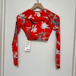 Athleta | NWT Waimea Red Floral Rush Guard Long Sleeve Twist Crop Swim Top, XXS Photo 2