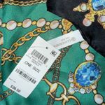 Gianni Bernini Scarf Emerald Chain Tiger Print Square Accessory Fashion NWT Black Photo 2