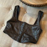 Motel Rocks Motel Brown Faux Leather Corset Top Size Small Photo 0