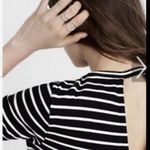 Madewell New  Black Striped Keyhole Long Sleeve‎ Mini Quality Dress - size M Photo 4