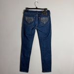 Miss Me Bedazzled Thick Stitch Skinny Jeans Women's 27 Dark Wash Embroidered Photo 3