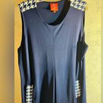 Tracy Negoshian Women’s Dress Chic Navy Blue Sleeveless Dress w/Houndstooth Accents and pockets Photo 3