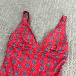 NWOT Reyn Spooner Maui red blue palm print one piece modest V neck swimsuit Size 4 Photo 3