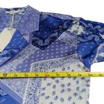 Pleione Anthropologie Top MEDIUM Satin Bandana Button Down Patchwork New NWT Photo 3