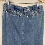 Faded Glory Y2K 90s Denim Maxi Skirt Womens 10 Blue‎ Slit A-Line Stretch Modest Vintage Vtg Photo 4