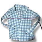 Faherty  Flannel Plaid Button Up Womens Size Medium Long Sleeve Blue White Photo 1