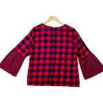 J.Crew NWT Mercantile Buffalo Plaid Bell Sleeve Top Photo 3