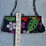 Vintage Y2K Beaded Embroidered Floral Black Clutch Purse Bag Whimsical Glam Photo 6