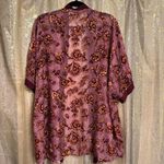 Forever 21  Maroon Golden Floral Velvet Burnout Open Front Kimono Small Photo 1