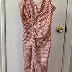 ZARA Gingham Knot Midi Dress in Orange and White Photo 3