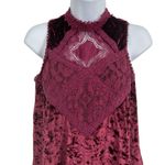 Altar'd State Crushed Velvet Lace High Neck Sleeveless Blouse Top Photo 2