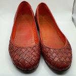 RARE HTF Leather Calzoleria Toscana Women 38 US8 Red Woven Flats Made In Italy Size 8 Photo 0
