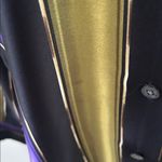 Ellen Tracy Putple/Black/Gold Silk Striped Blouse Sz 8 Photo 2