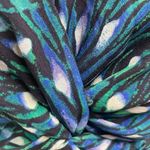 Tory Burch Valeriana Silk Blouse Size 10 Blue Multicolor Ruched Top Sleeveless Photo 2