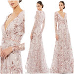 Mac Duggal  Embellished V Neck Illusion Maxi Gown Dress size 16 rose 67869 UB Photo 1
