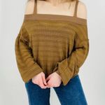Free People  off the shoulder boho crocheted top longsleeve tan size s Photo 6