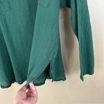 Green Cotton Gauze Long Sleeve Lightweight Pocket Front Top Tunic Large XL Photo 3