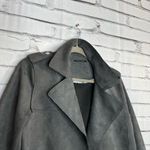 T Tahari Tahari Faux Leather Biker Moto Jacket Charcoal Grey Relaxed Zip Pockets M Lined Photo 2