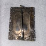 Vintage green amazonite stone framed with brass filigree border. Handmade. Photo 2