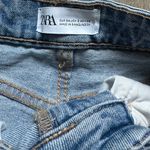 ZARA  Blue Jean Shorts High-Waisted Distressed Photo 1