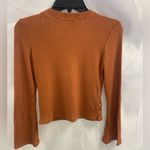Reformation Orange Ribbed Long Sleeve Blouse Photo 1