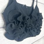 ZARA  Black Crochet Ruffled Rosette Sleeveless Sweater Knit Crop Top Size Large Photo 4