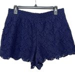 Free People Women’s Navy Blue Lace Scalloped Trim Pull On shorts Photo 5
