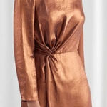 & Other Stories & Other Stories Metallic Shiny Satin Bronze Gold Mini Dress Size 2 NWT Photo 0