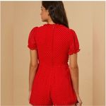 Altar'd State  Bowie Romper Women's Sz Medium Red Polka Dot Ruffle Photo 3