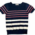 Ofuon Striped Blue Peach And White‎ Women’s Blouse Size Small Preowned Photo 0