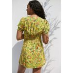 Urban Outfitters UO Bettie Twist Front Yellow Floral V-Neck Mini Dress Size M Hippie Boho Retro Photo 2