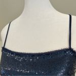 Free People  Time to Shine Navy Blue Sequin Slip Dress Photo 8
