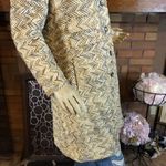 VINTAGE 1960'S UNION MADE CREAM BEIGE & GRAY CHEVRON PRINT PEA COAT (S) Photo 5