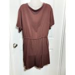 Torrid  Brown Short Sleeve Drawstring Waist Romper Button Front V Neck Size 1 Photo 3