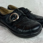 Alegria Leather Shoes 9/9.5 Womens 39 EU Khloe Black Nappa Buckle Wedge Photo 0