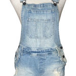 Refuge Distressed Stretch Denim Bib Overall Shorts Light Wash Casual Grunge M Photo 0